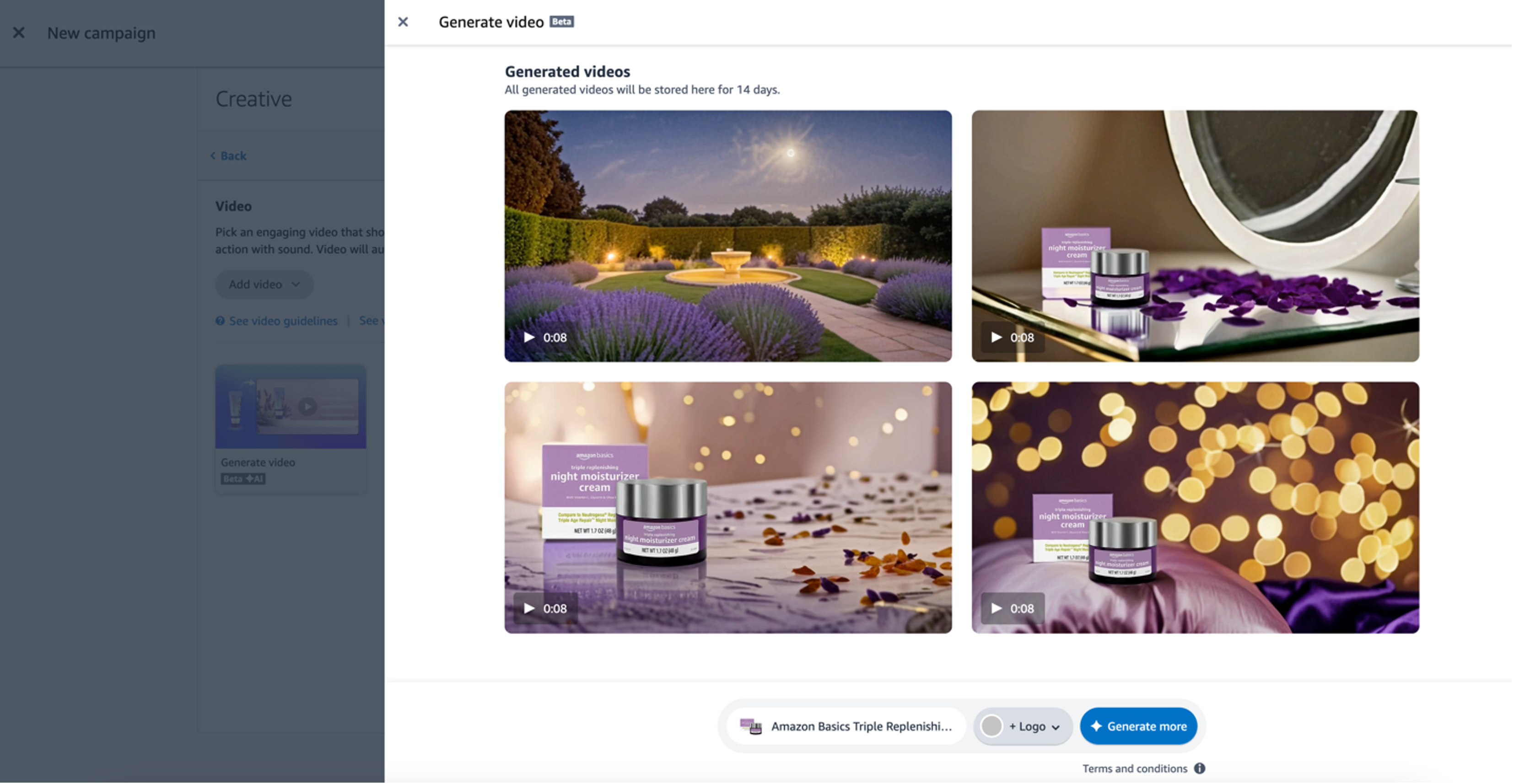 Ads video generation for a product