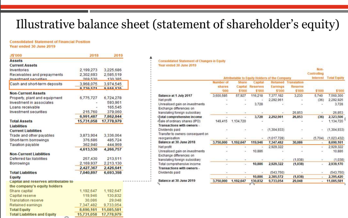 Sample financial statement