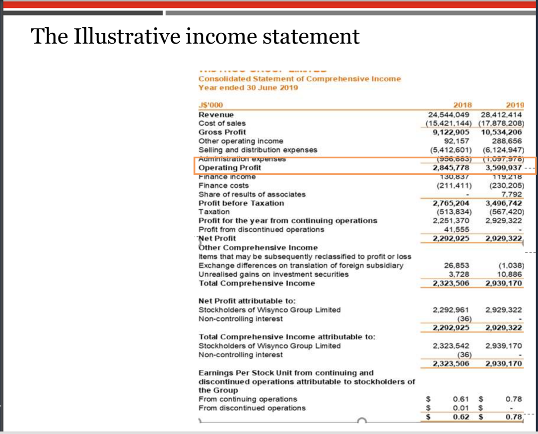 Sample financial statement