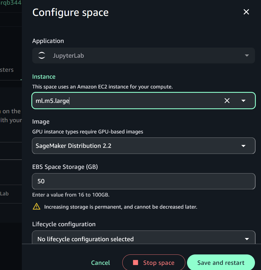 Configure space