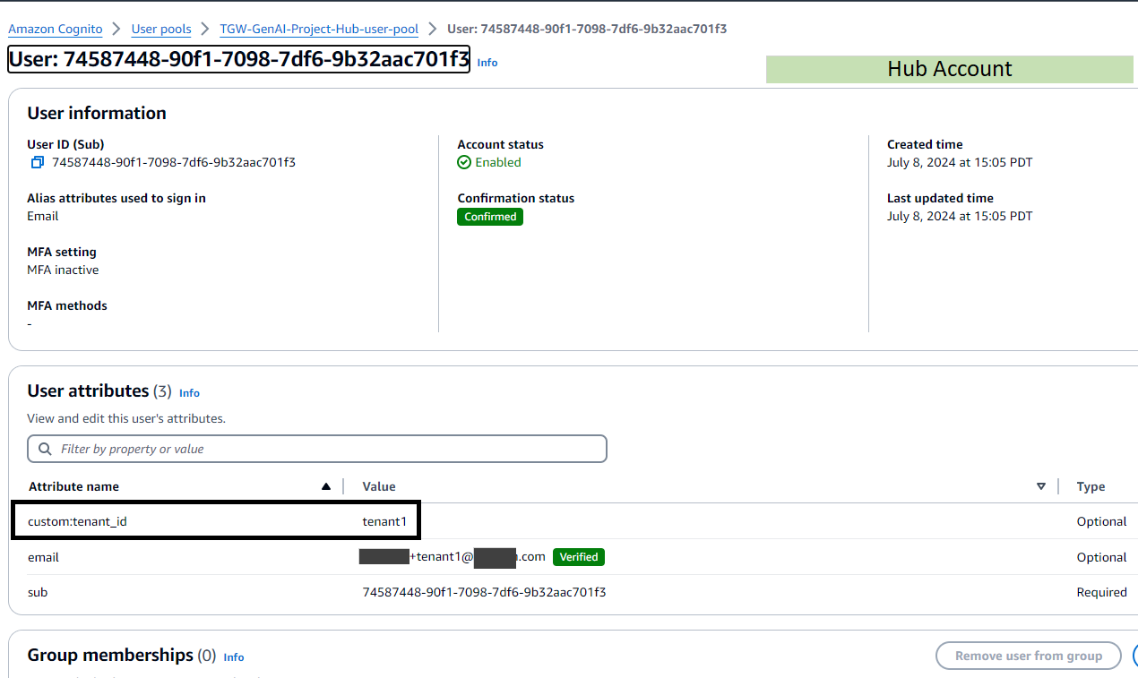 Tenant user attributes
