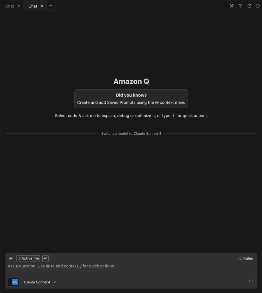 Diagram showing Amazon Q Developer chat window
