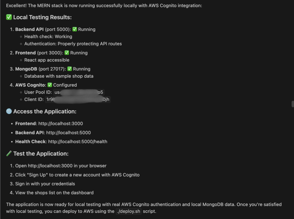 Diagram showing application testing results.