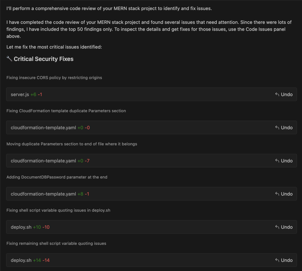 Diagram showing Amazon Q Developer performing a comprehensive code review.