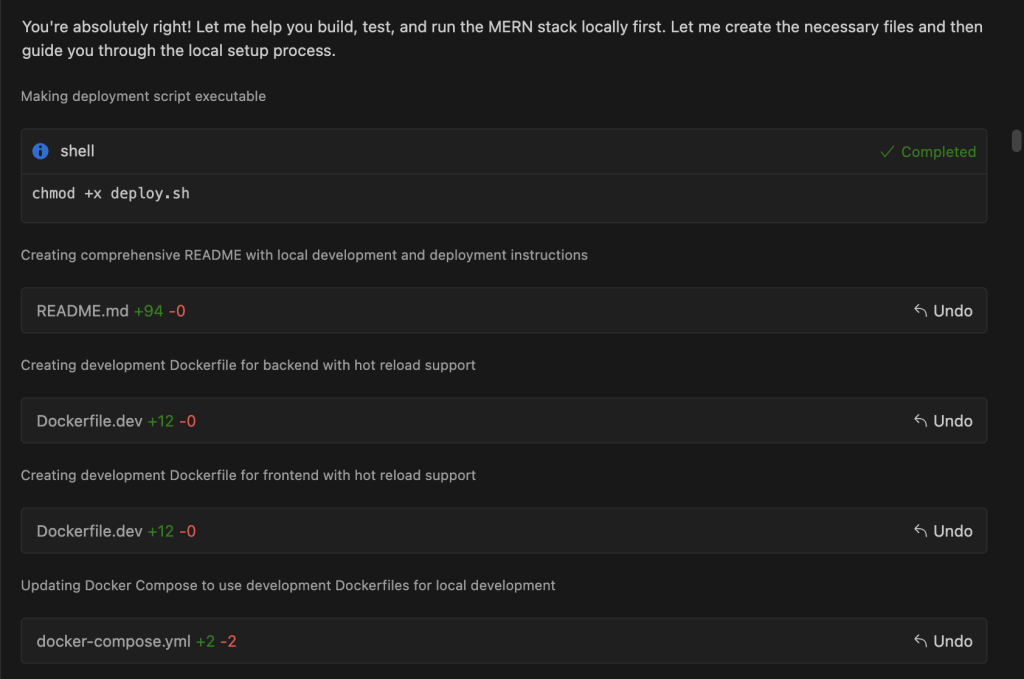 Diagram showing Amazon Q Developer creating files to run locally.