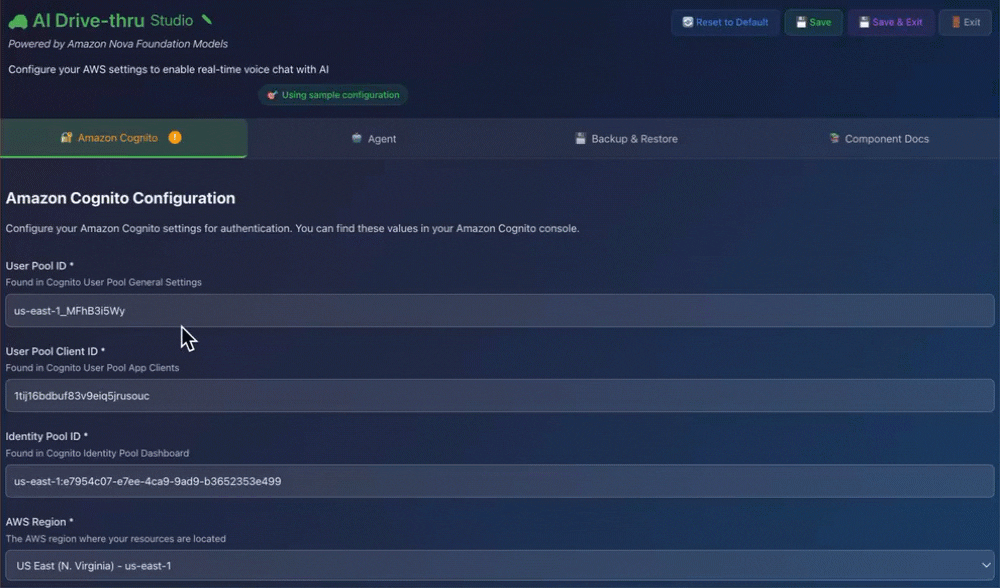 Amazon Cognito Configuration