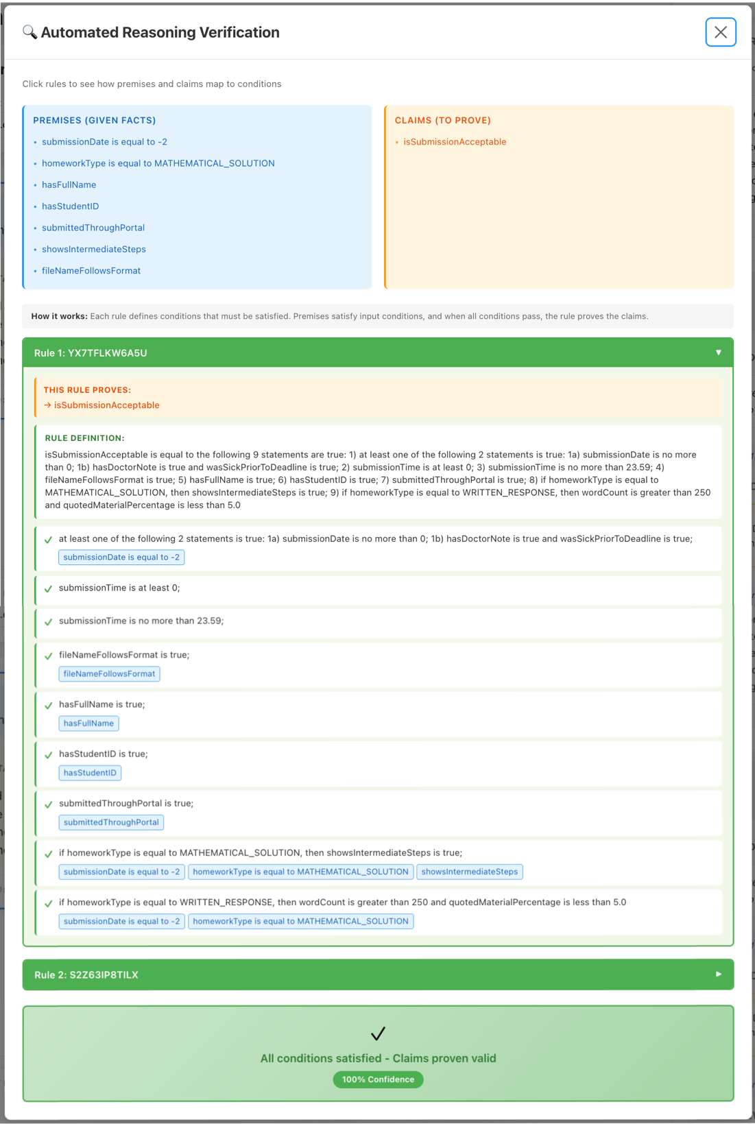 Figure 2 - Automated Reasoning checks validity proof