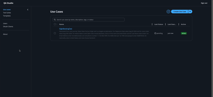 Figure 1 - Nova QA Studio Test Case Execution Demo
