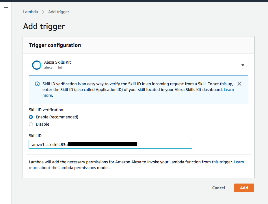 Lambda function. Add trigger menu.