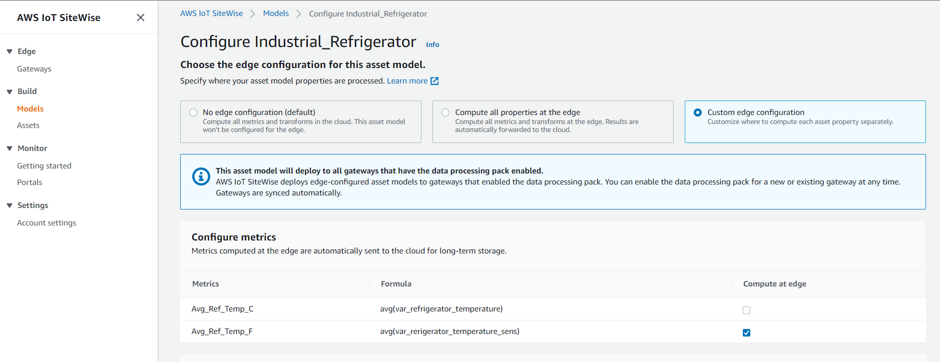 Asset Model Edge Configuration