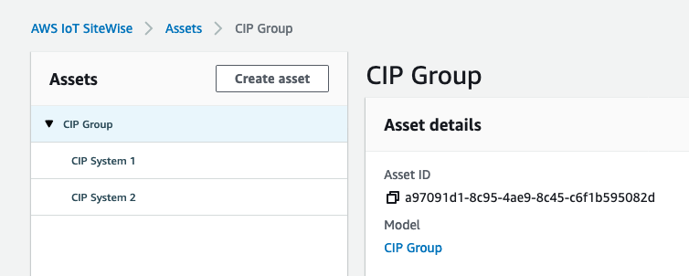 Create CIP system assets and place them in a group