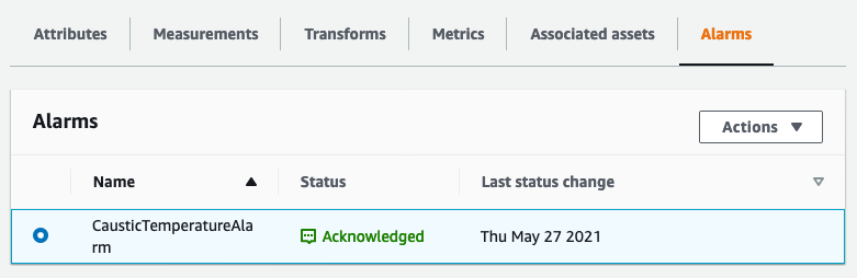 Alarm state changes to Acknowledged