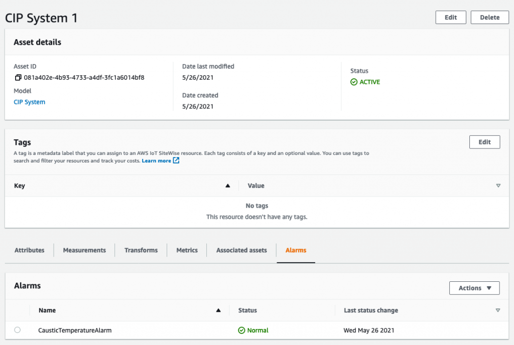 Alarm is in Normal state