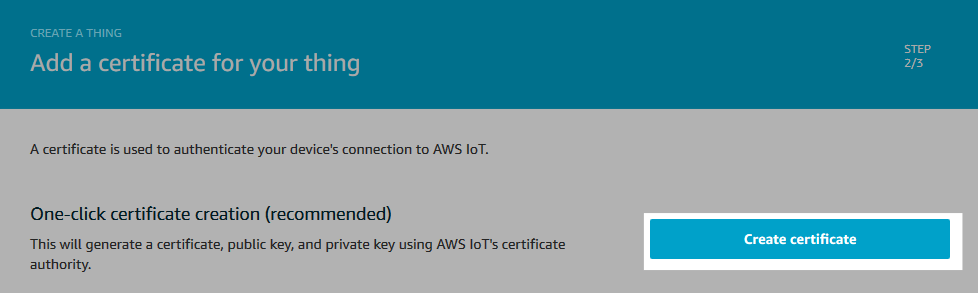 Screenshot of the certification creation start.