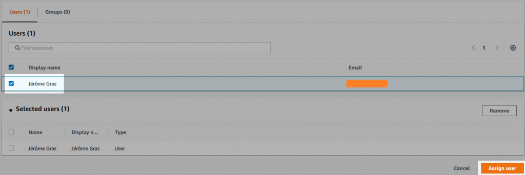Screenshot of the users configuration form.