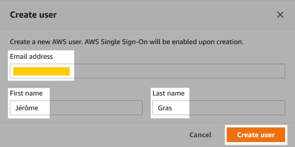 Screenshot of the user creation form.