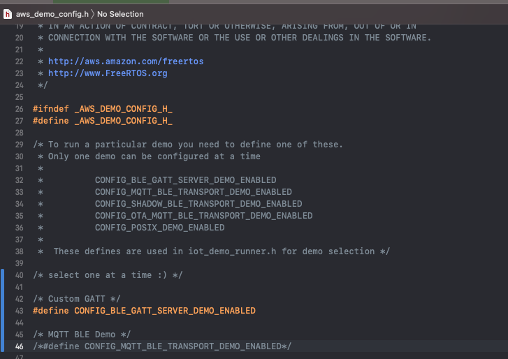 aws demo config header file