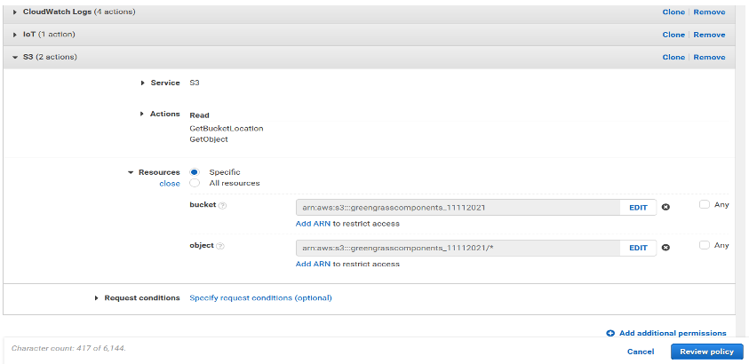 Edit policy screenshot showing the example configuration.