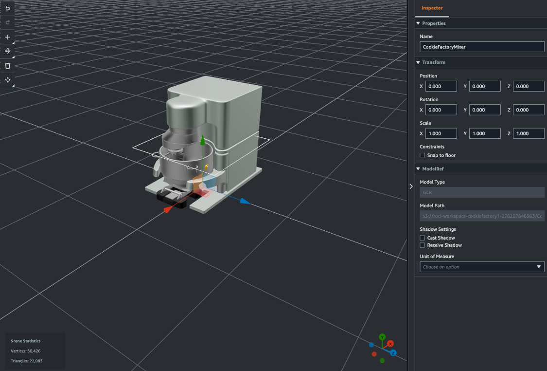 Scene composer user interface in AWS IoT TwinMaker