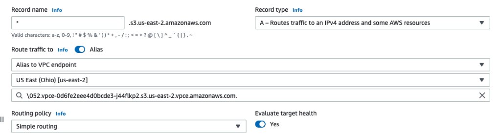 Wildcard record routing traffic to Endpoint Specific Regional DNS hostname 