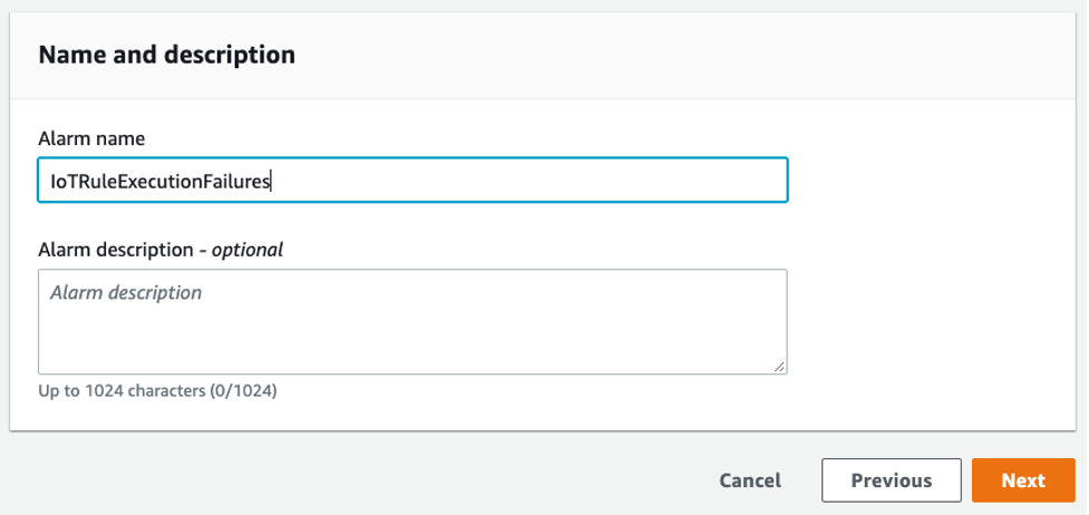 Form to set the name and description of the alarm