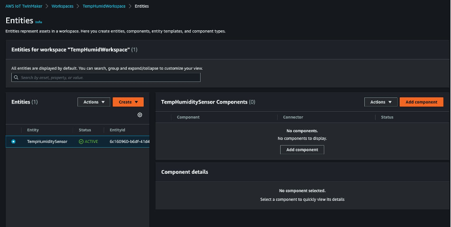 Figure 10: Creating the AWS IoT TwinMaker entity