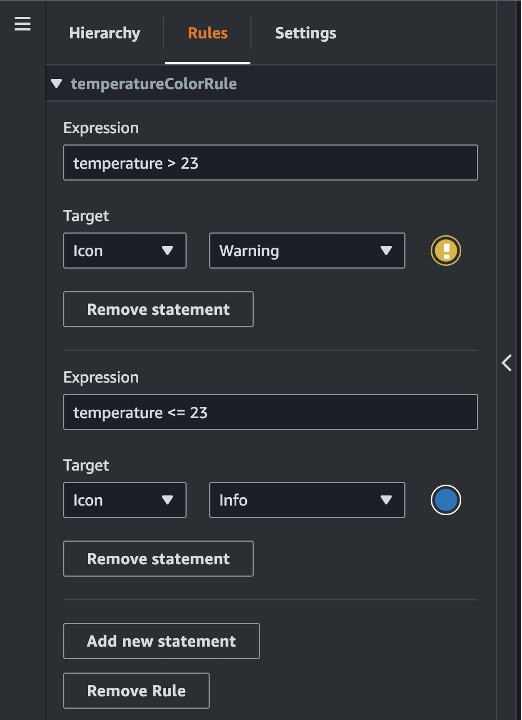 Figure 14: Rules that will make your tag change color or icon depending on the data received
