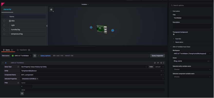 Figure 20: Adding AWS IoT TwinMaker Scene Viewer to the dashboard