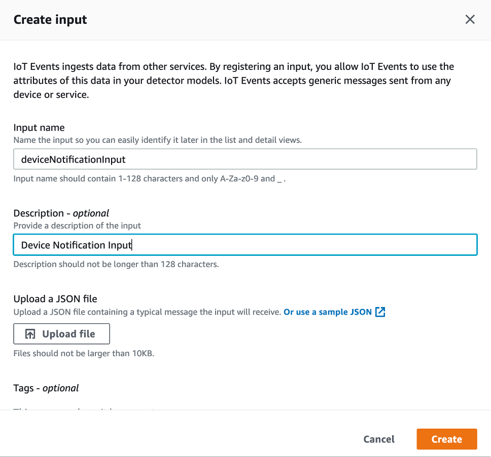 Create Device Notification Input