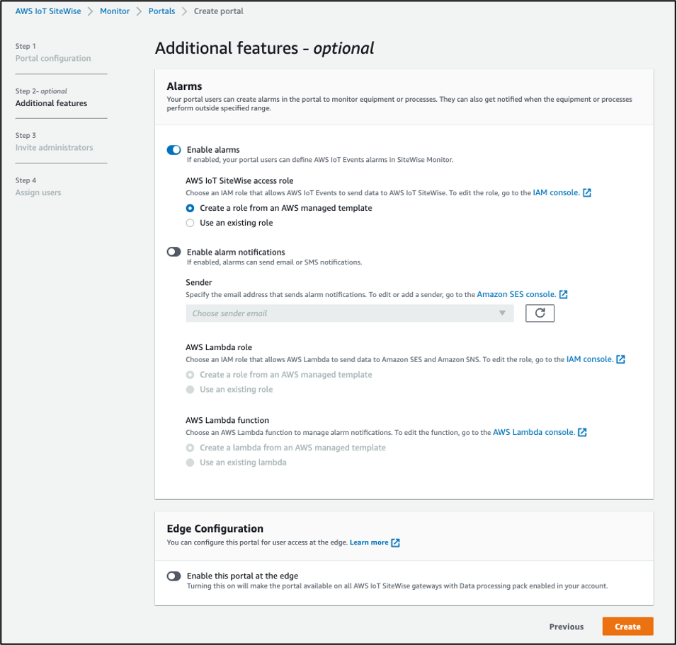 Enabling Alarms in SiteWise