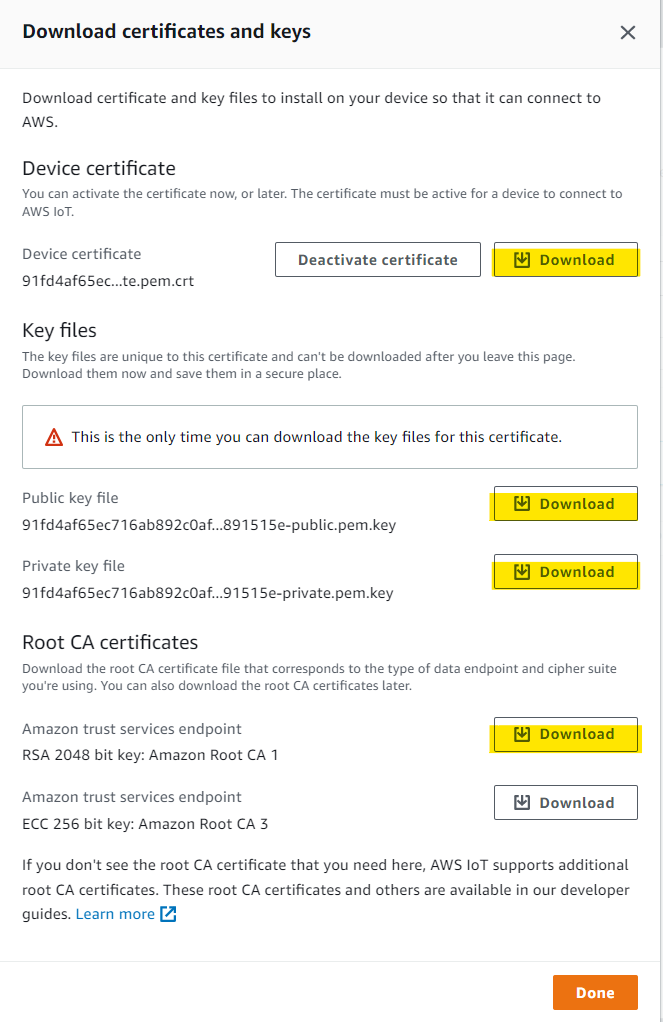 Figure 7 - Download Certificates