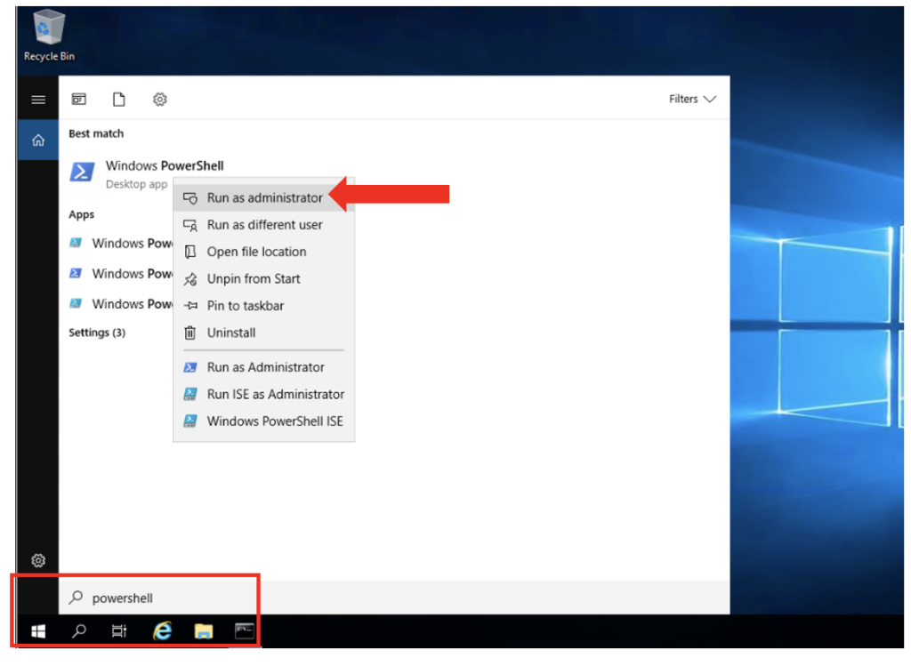 Run PowerShell as administrator