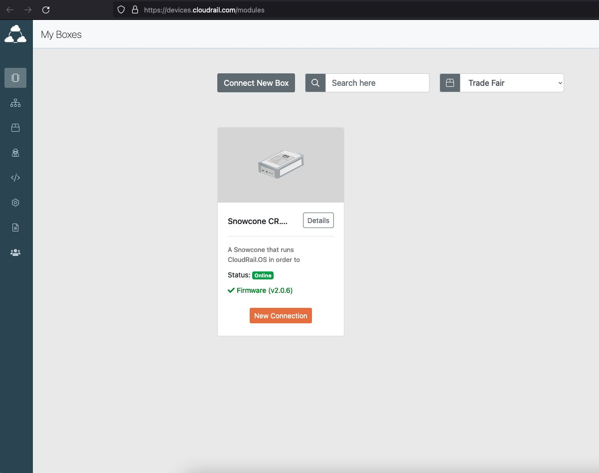 Figure 4: CloudRail console with Snowcone gateway appliance