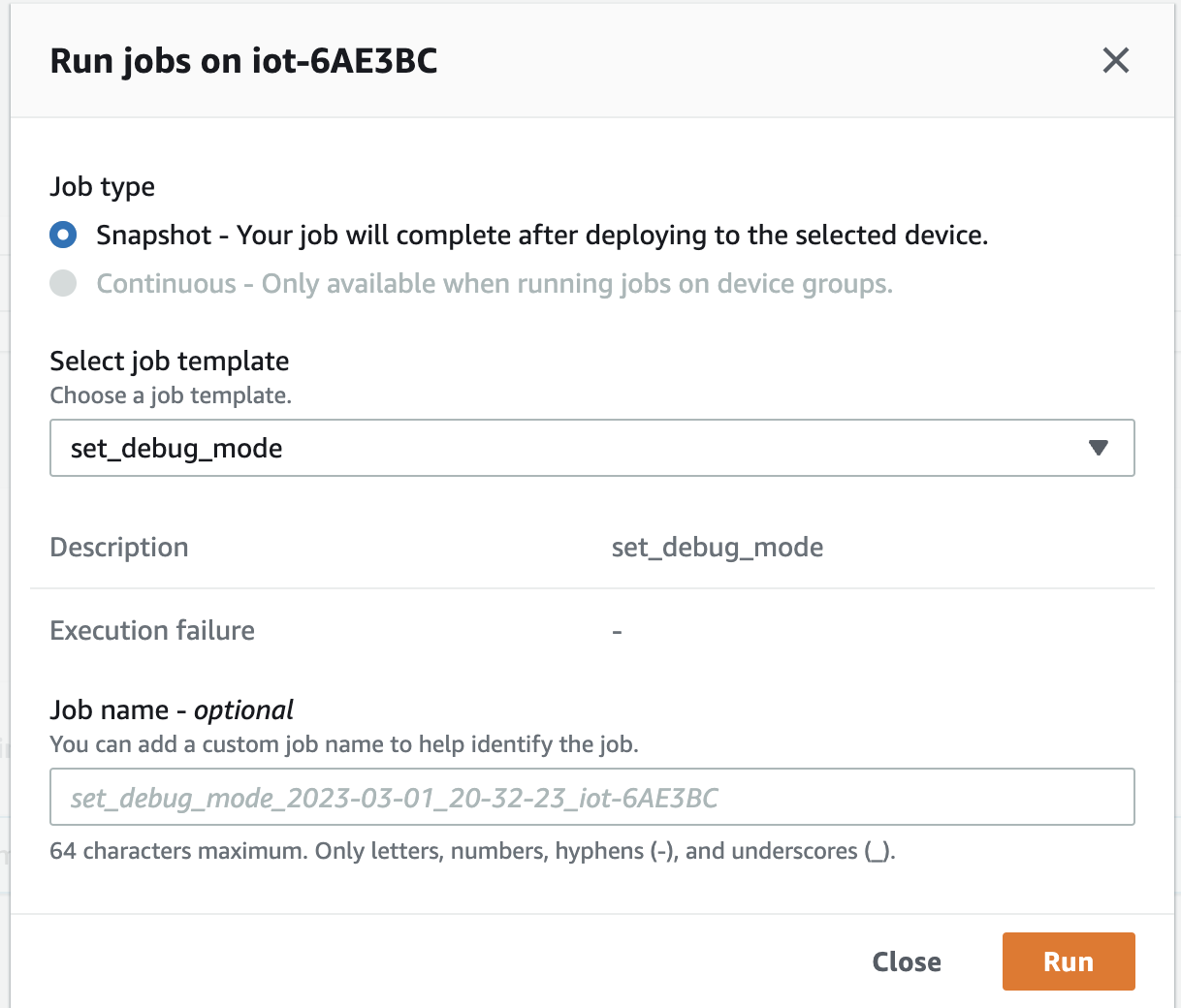 AWS IoT Job: Run Jobs
