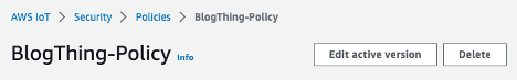 delete blog thing policy in aws console