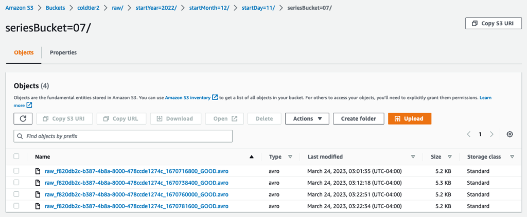 AWS IoT SiteWise Cold Tier files