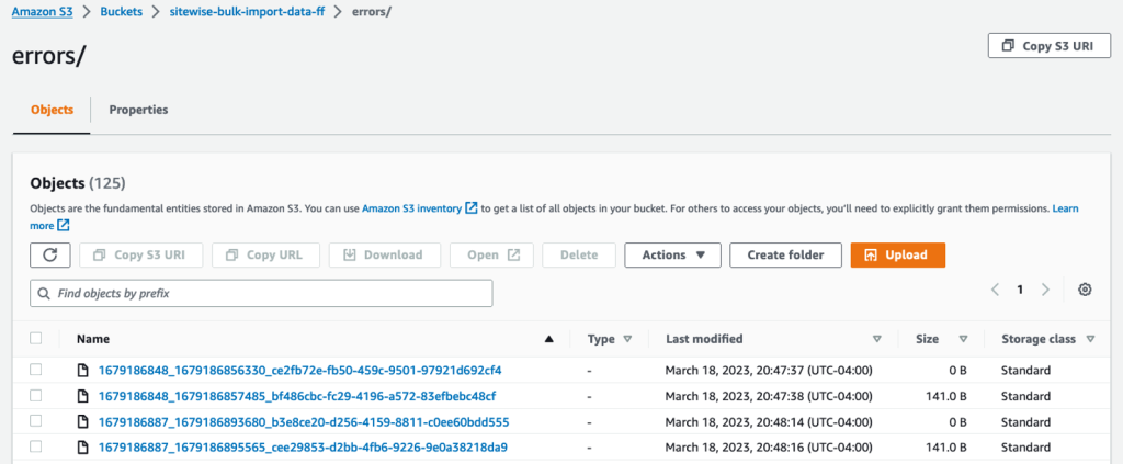 SiteWise BulkImportJob Error Bucket