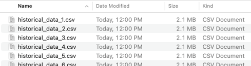 SiteWise historical CSV data files