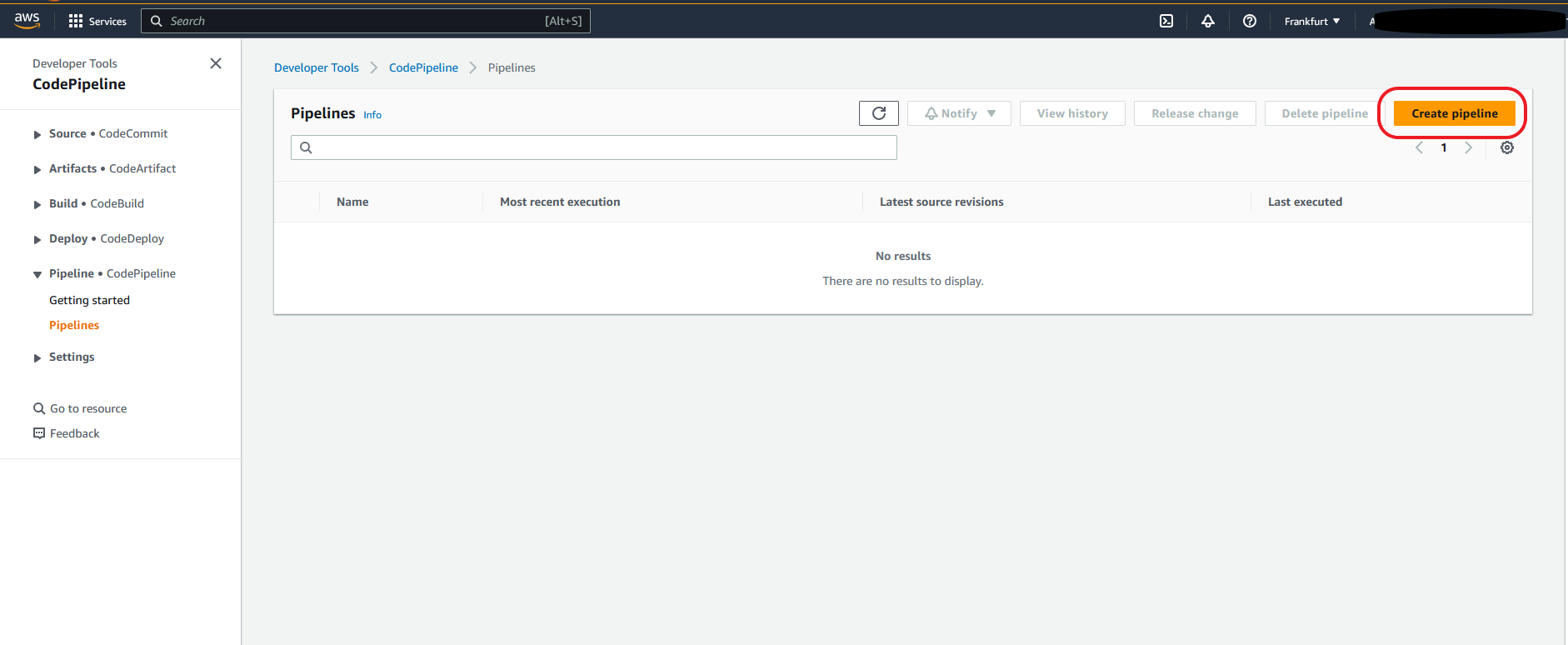 Select Create pipeline