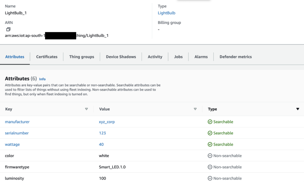 View searchable and non-searchable attributes