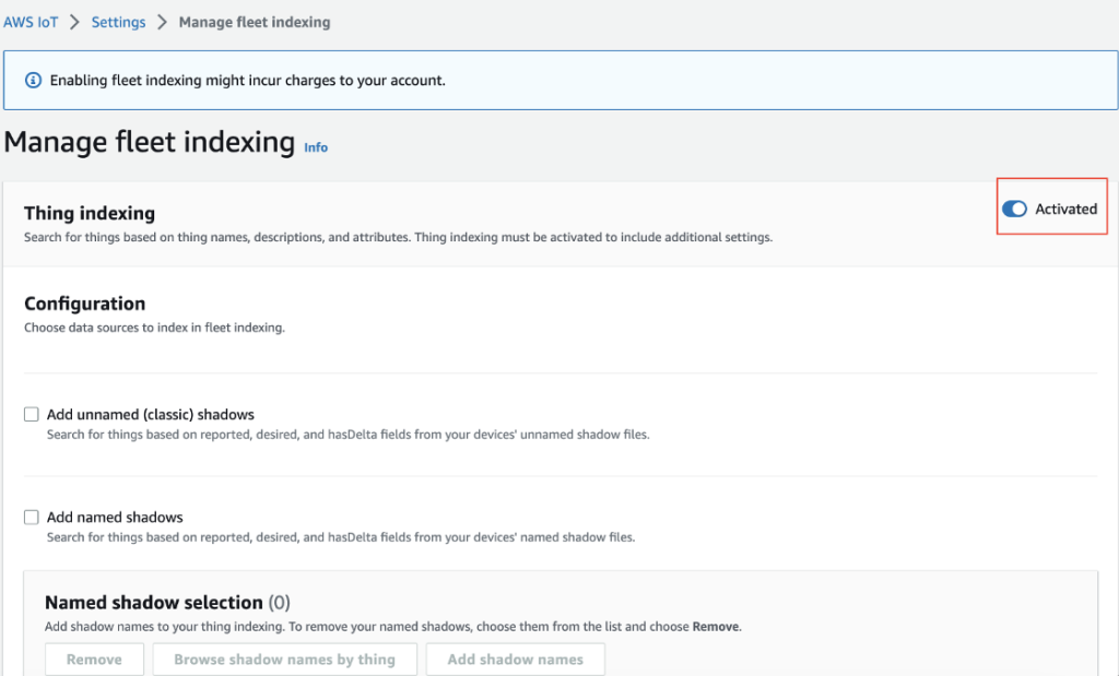 Activate fleet indexing