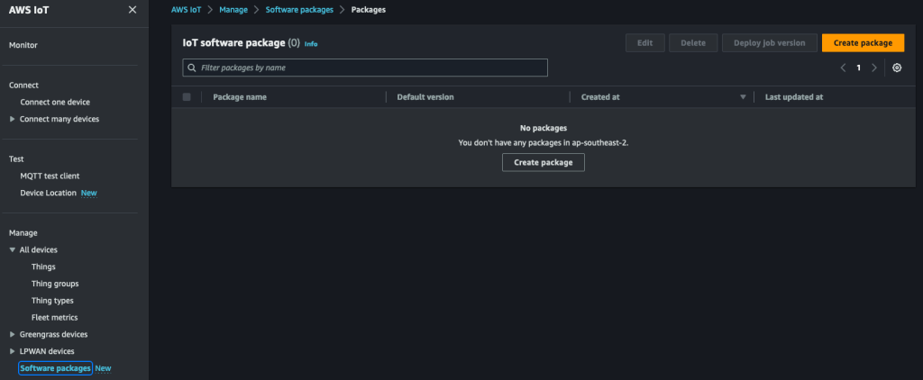 The new “Software packages” section in the AWS Console