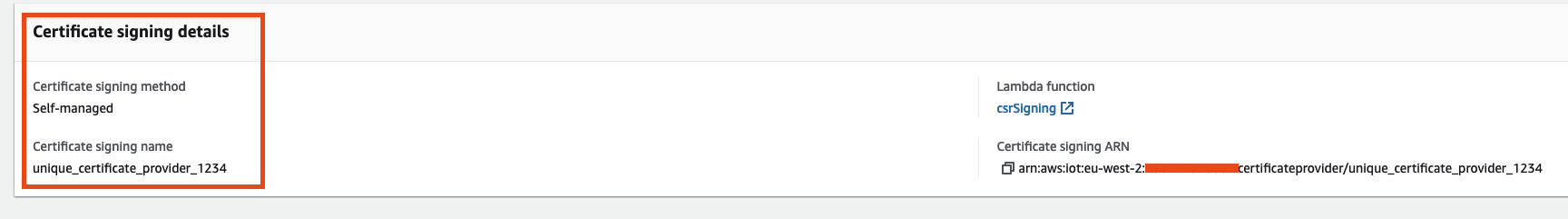 Certificate signing details