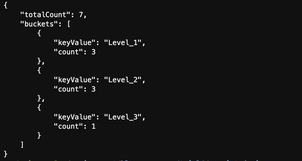 sample output for get Bucket Aggregation api call
