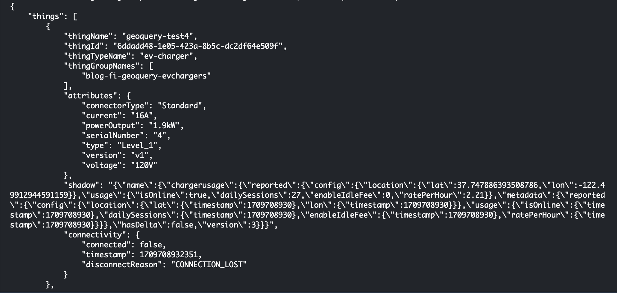 sample output for search-index