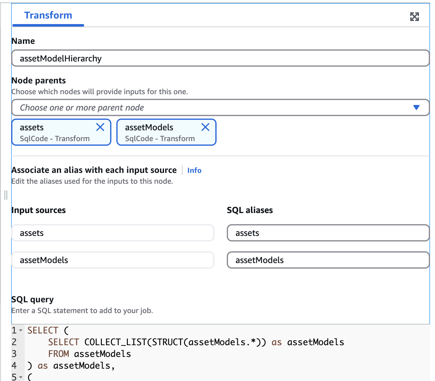 assetModelHierarchy transform