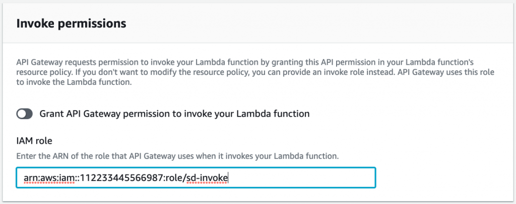 Рис. 10. Настройки роли для вызова Lambda функции