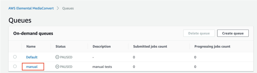 AWS Elemental MediaConvert queues