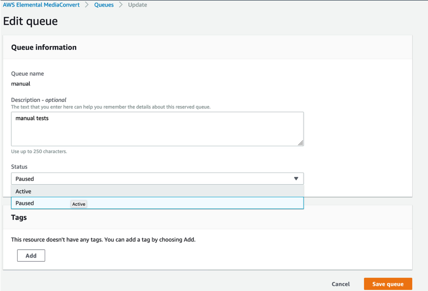 Make the queue active.