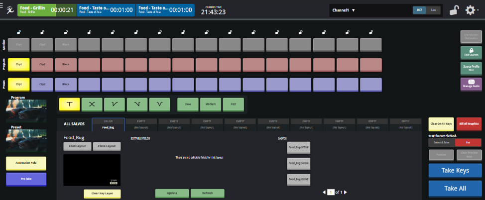Master Control Switcher: An all-HTML UI with the same features as an on-prem hardware panel